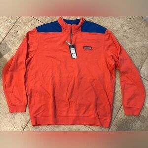 Vineyard Vines Pullover Mens 2XL Red Blue Neon Shoulder Shep Shirt 1/4 Snap NWT
